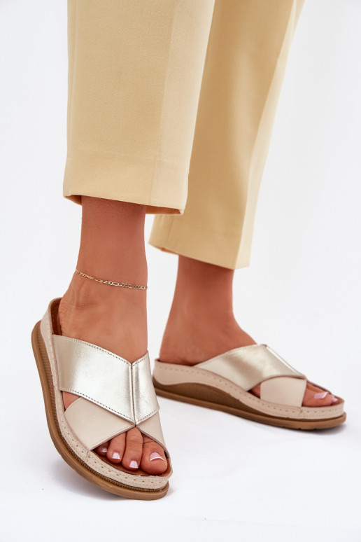 Leather Women's Platform Sandals Maciejka L4986-37 Beige-Gold Leather Women's Platform Sandals Maciejka L4986-37 Beige-Gold