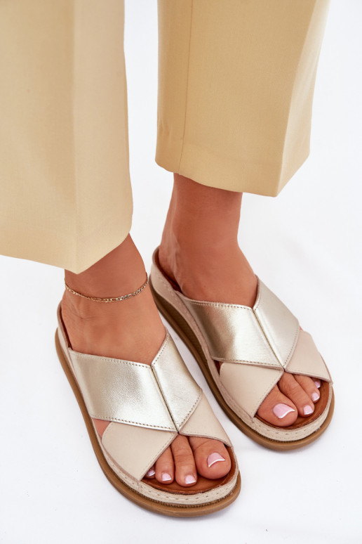 Leather Women's Platform Sandals Maciejka L4986-37 Beige-Gold Leather Women's Platform Sandals Maciejka L4986-37 Beige-Gold