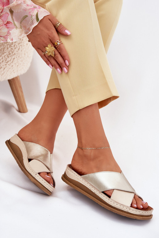 Leather Women's Platform Sandals Maciejka L4986-37 Beige-Gold Leather Women's Platform Sandals Maciejka L4986-37 Beige-Gold
