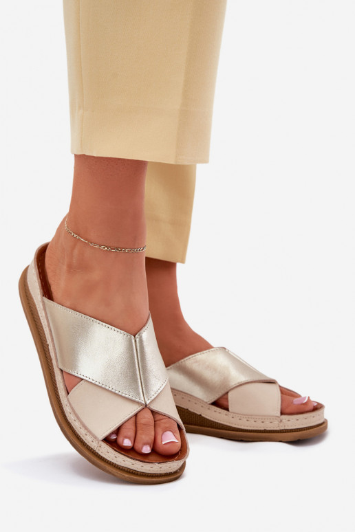 Leather Women's Platform Sandals Maciejka L4986-37 Beige-Gold Leather Women's Platform Sandals Maciejka L4986-37 Beige-Gold