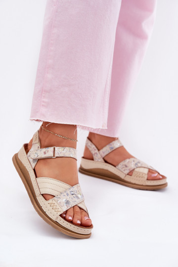 Ladies Leather Sandals On Platform Maciejka L7064-37 Ecru 2