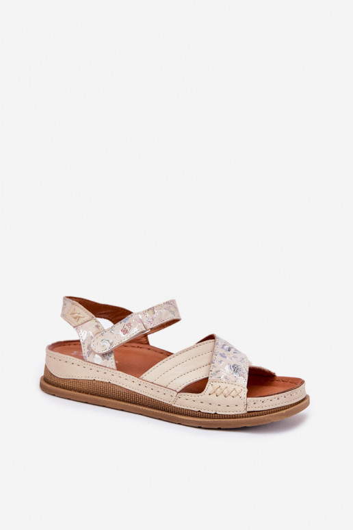 Ladies Leather Sandals On Platform Maciejka L7064-37 Ecru Ladies Leather Sandals On Platform Maciejka L7064-37 Ecru