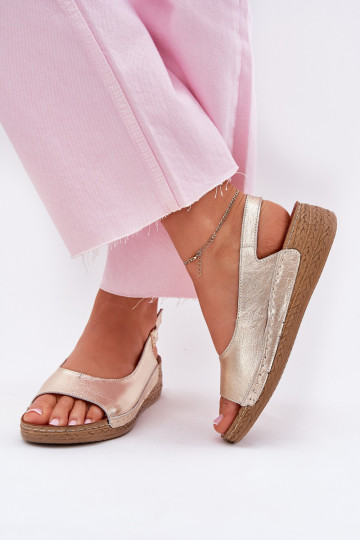 Women's leather wedge sandals Maciejka L7069 Gold 2