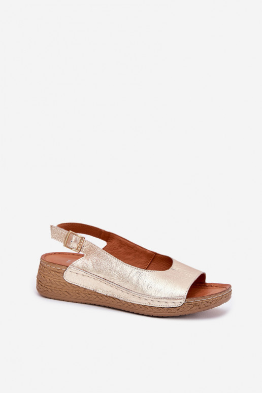 Women's leather wedge sandals Maciejka L7069 Gold Women's leather wedge sandals Maciejka L7069 Gold