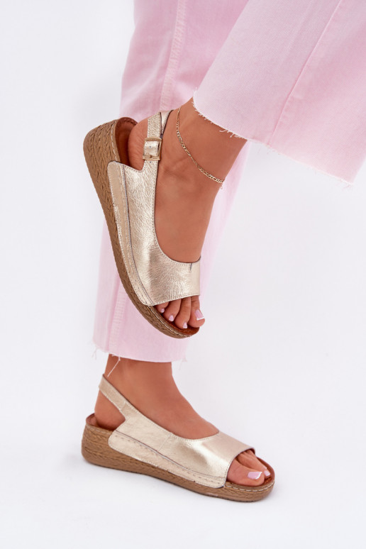 Women's leather wedge sandals Maciejka L7069 Gold Women's leather wedge sandals Maciejka L7069 Gold