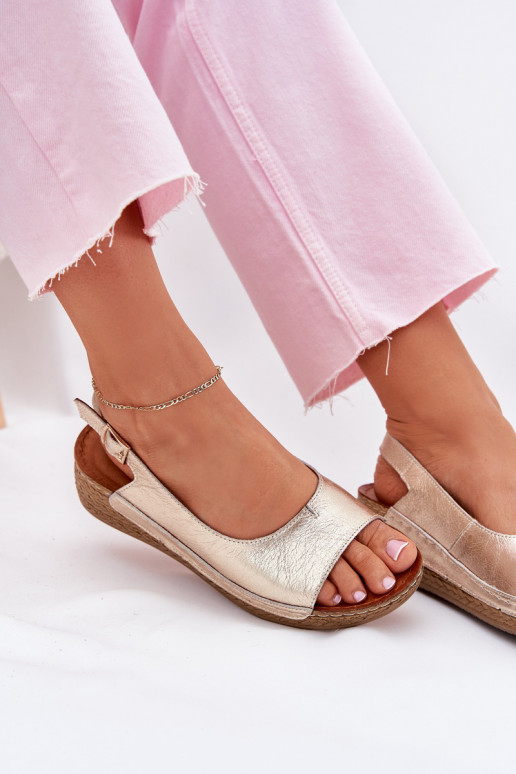 Women's leather wedge sandals Maciejka L7069 Gold Women's leather wedge sandals Maciejka L7069 Gold