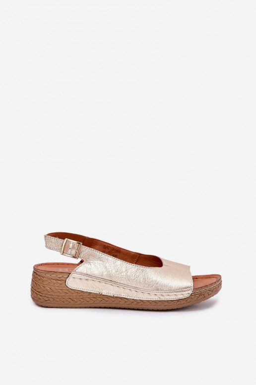 Women's leather wedge sandals Maciejka L7069 Gold Women's leather wedge sandals Maciejka L7069 Gold