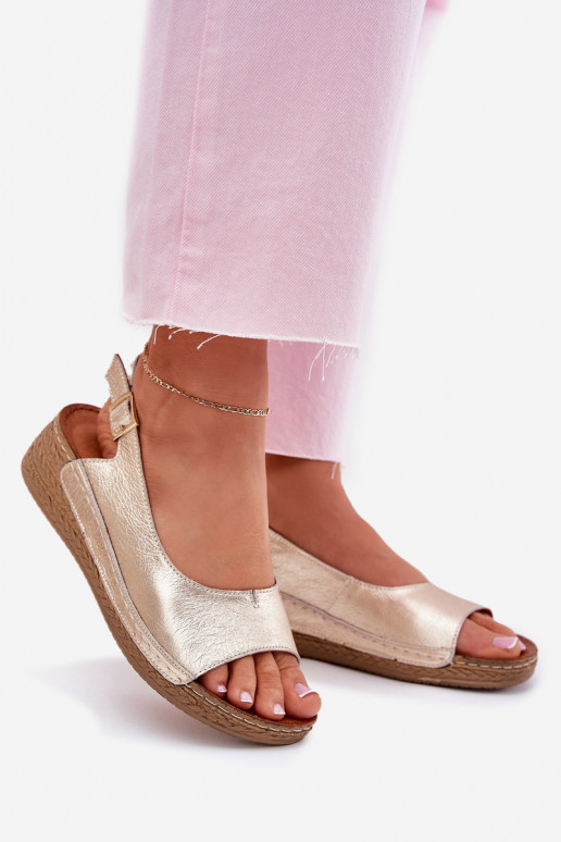 Women's leather wedge sandals Maciejka L7069 Gold Women's leather wedge sandals Maciejka L7069 Gold