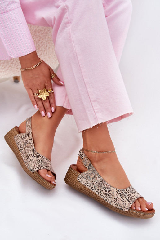 Leather Women's Wedge Sandals Maciejka L7069-04 Beige Leather Women's Wedge Sandals Maciejka L7069-04 Beige