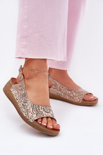 Leather Women's Wedge Sandals Maciejka L7069-04 Beige 2