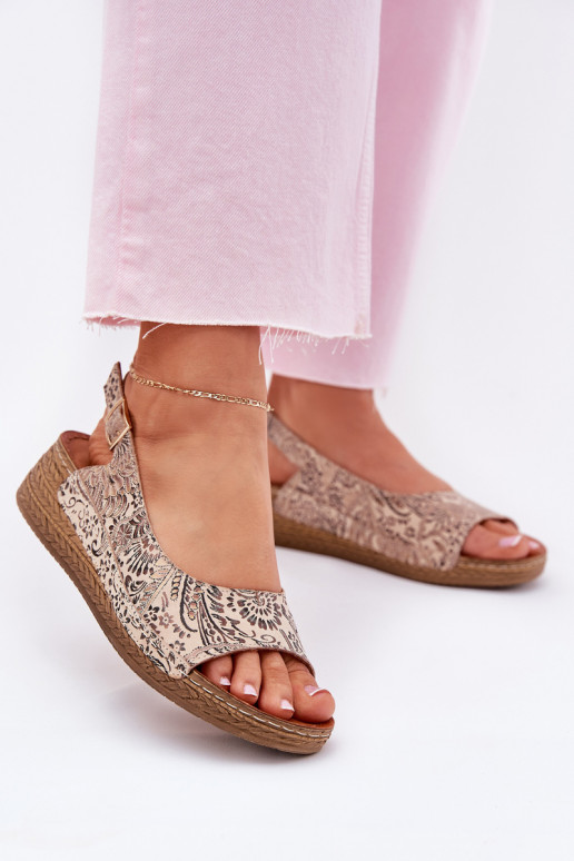 Leather Women's Wedge Sandals Maciejka L7069-04 Beige Leather Women's Wedge Sandals Maciejka L7069-04 Beige