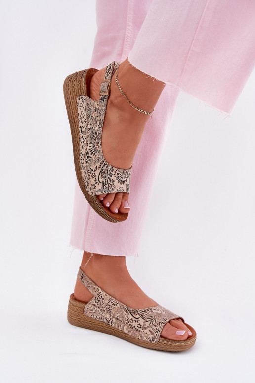 Leather Women's Wedge Sandals Maciejka L7069-04 Beige Leather Women's Wedge Sandals Maciejka L7069-04 Beige