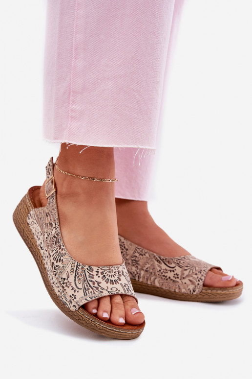 Leather Women's Wedge Sandals Maciejka L7069-04 Beige Leather Women's Wedge Sandals Maciejka L7069-04 Beige