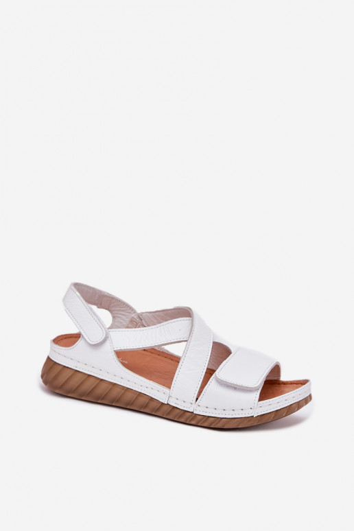 Women's Leather Sandals With Velcro Maciejka L6848-11 White Women's Leather Sandals With Velcro Maciejka L6848-11 White