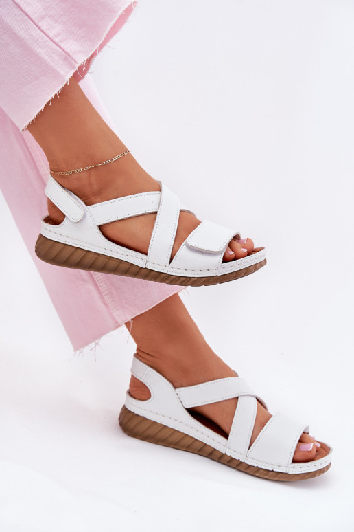 Women's Leather Sandals With Velcro Maciejka L6848-11 White Women's Leather Sandals With Velcro Maciejka L6848-11 White