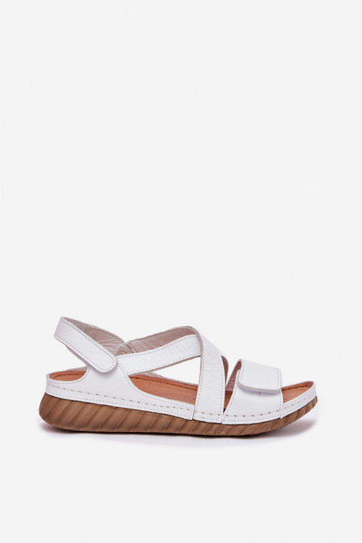 Women's Leather Sandals With Velcro Maciejka L6848-11 White Women's Leather Sandals With Velcro Maciejka L6848-11 White