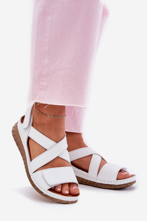 Women's Leather Sandals With Velcro Maciejka L6848-11 White Women's Leather Sandals With Velcro Maciejka L6848-11 White