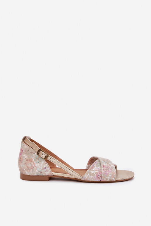 Leather Flat Sandals Maciejka 04614-22 Beige Leather Flat Sandals Maciejka 04614-22 Beige