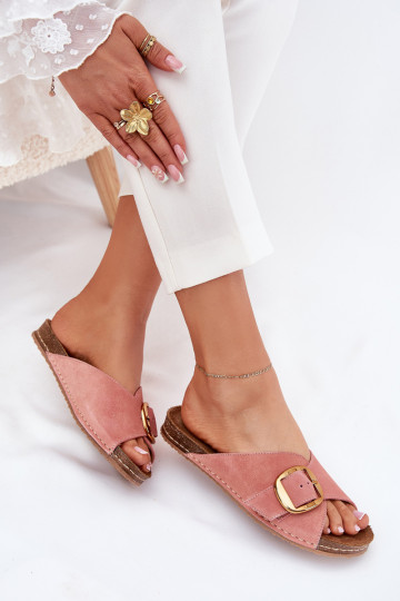 Leather Sandals With Golden Buckle Maciejka 07000-15 Pink