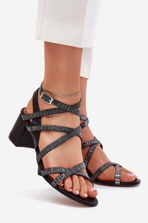 Leather Women's Sandals With Straps On A Heel Maciejka 06969-01 Black Leather Women's Sandals With Straps On A Heel Maciejka 06969-01 Black