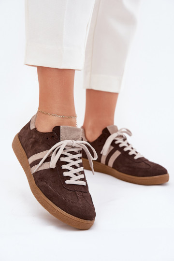 Zazoo N1068 Suede Low Sneakers Women's Chocolate 2