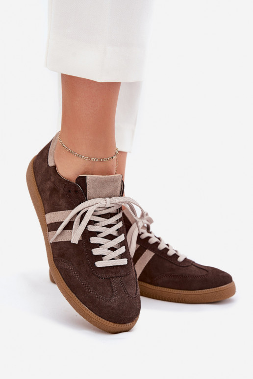Zazoo N1068 Suede Low Sneakers Women's Chocolate