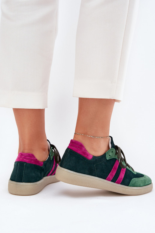 Zazoo N1068 Zamszowe Niskie Sneakersy Damskie Ciemnozielone Zazoo N1068 Zamszowe Niskie Sneakersy Damskie Ciemnozielone