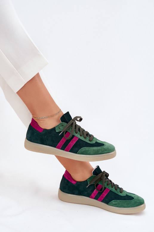 Zazoo N1068 Zamszowe Niskie Sneakersy Damskie Ciemnozielone Zazoo N1068 Zamszowe Niskie Sneakersy Damskie Ciemnozielone