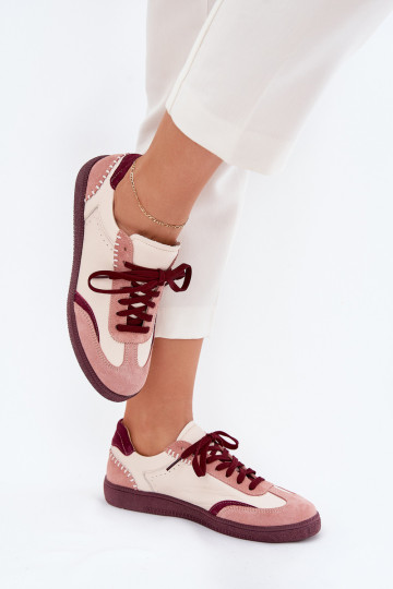 Skórzane Sneakersy Damskie Zazoo N1202 Różowe