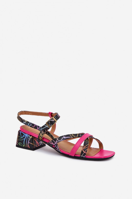Women's Leather Heeled Sandals With Straps Maciejka 06959-39 Fuchsia Women's Leather Heeled Sandals With Straps Maciejka 06959-39 Fuchsia