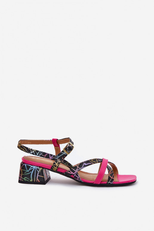 Women's Leather Heeled Sandals With Straps Maciejka 06959-39 Fuchsia Women's Leather Heeled Sandals With Straps Maciejka 06959-39 Fuchsia