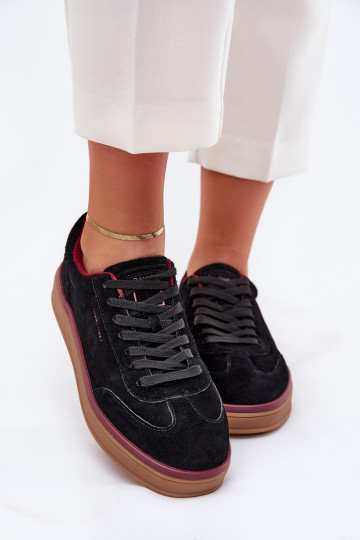 Zamszowe Damskie Sneakersy Daniel Lopez Just Dare SS2D4006 Czarne