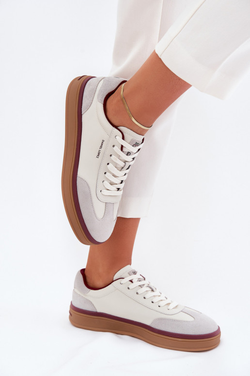 Ladies Leather Sneakers Daniel Lopez Just Dare SS2D4008 White-Grey Ladies Leather Sneakers Daniel Lopez Just Dare SS2D4008 White-Grey
