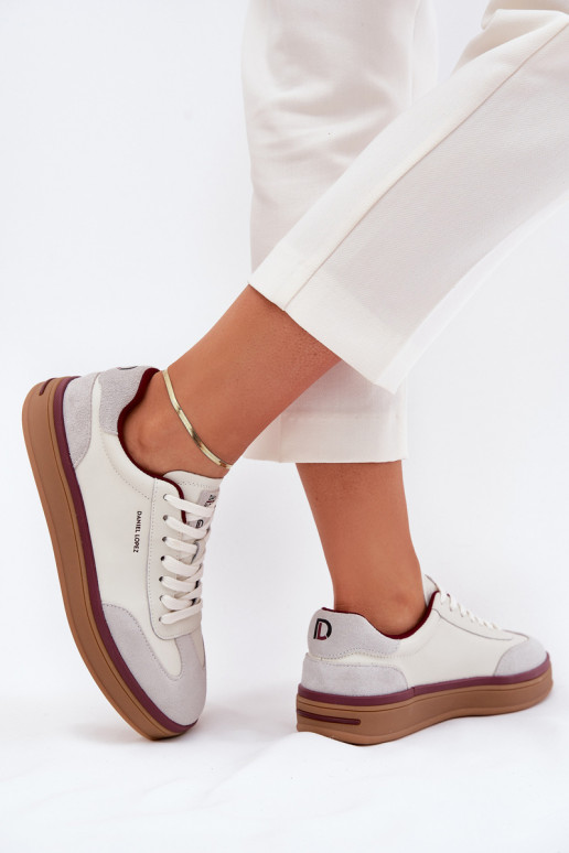 Ladies Leather Sneakers Daniel Lopez Just Dare SS2D4008 White-Grey Ladies Leather Sneakers Daniel Lopez Just Dare SS2D4008 White-Grey