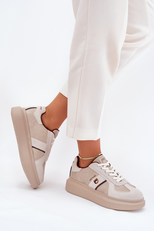 Womens Leather Sneakers On Platform Daniel Lopez Just Dare SS2D4003 Beige Womens Leather Sneakers On Platform Daniel Lopez Just Dare SS2D4003 Beige