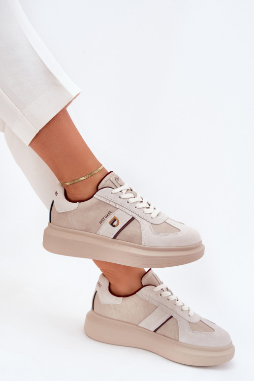 Womens Leather Sneakers On Platform Daniel Lopez Just Dare SS2D4003 Beige Womens Leather Sneakers On Platform Daniel Lopez Just Dare SS2D4003 Beige