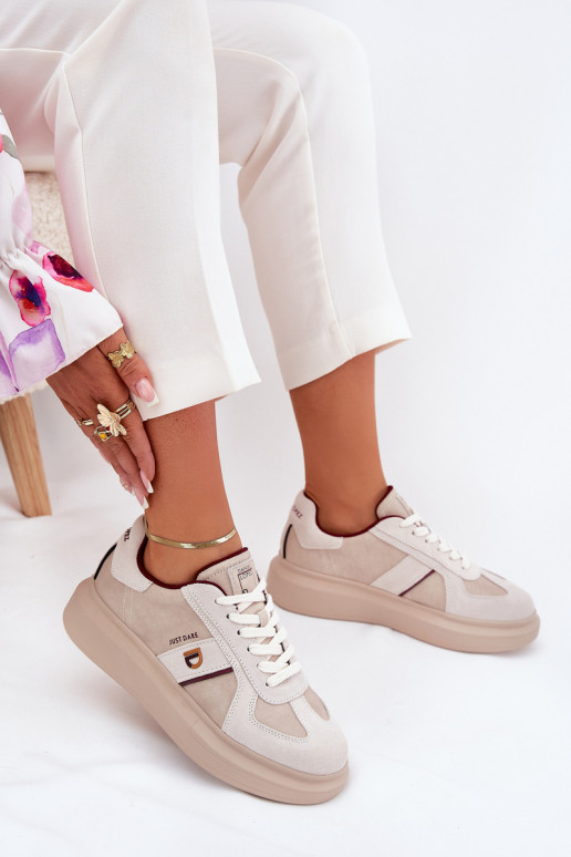 Womens Leather Sneakers On Platform Daniel Lopez Just Dare SS2D4003 Beige Womens Leather Sneakers On Platform Daniel Lopez Just Dare SS2D4003 Beige