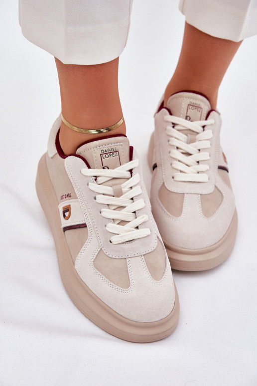 Womens Leather Sneakers On Platform Daniel Lopez Just Dare SS2D4003 Beige Womens Leather Sneakers On Platform Daniel Lopez Just Dare SS2D4003 Beige