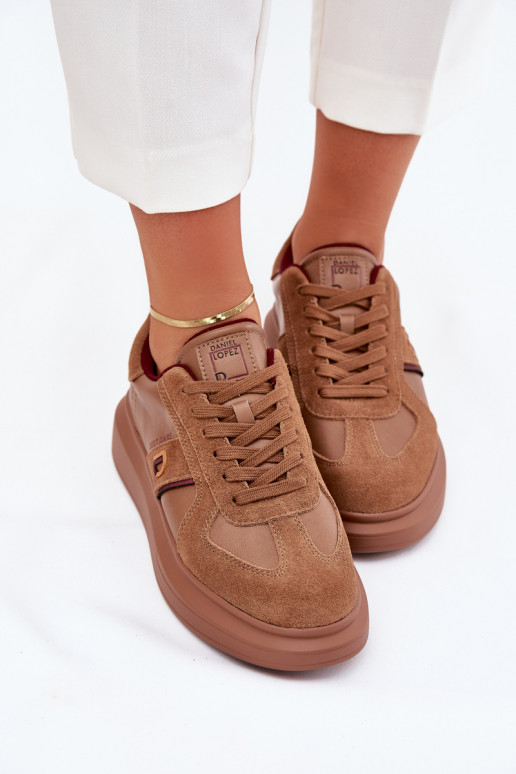 Women Leather Sneakers On Platform Daniel Lopez Just Dare SS2D4005 Brown Women Leather Sneakers On Platform Daniel Lopez Just Dare SS2D4005 Brown