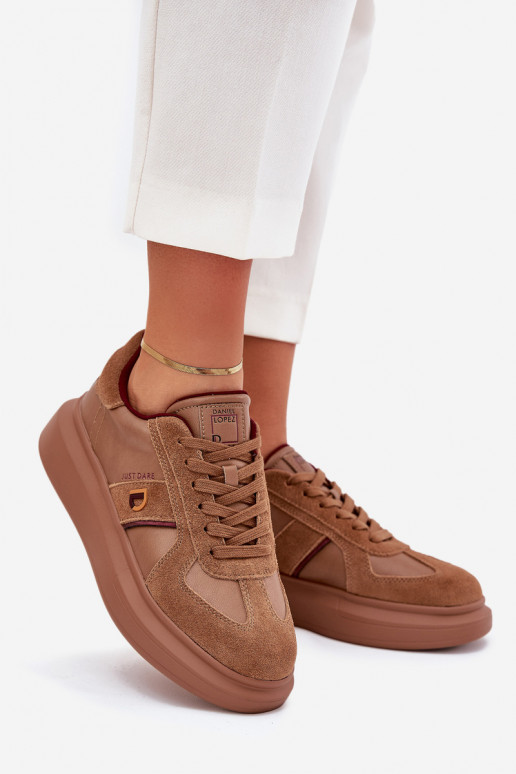 Women Leather Sneakers On Platform Daniel Lopez Just Dare SS2D4005 Brown Women Leather Sneakers On Platform Daniel Lopez Just Dare SS2D4005 Brown