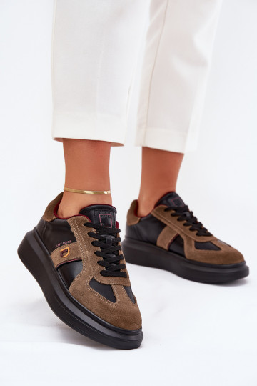 Skórzane Damskie Sneakersy Na Platformie Daniel Lopez Just Dare SS2D4001 Czarne