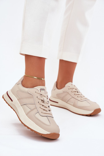 Skórzane Damskie Buty Sportowe Sneakersy Daniel Lopez Just Dare SS2D4043 Beżowe 2
