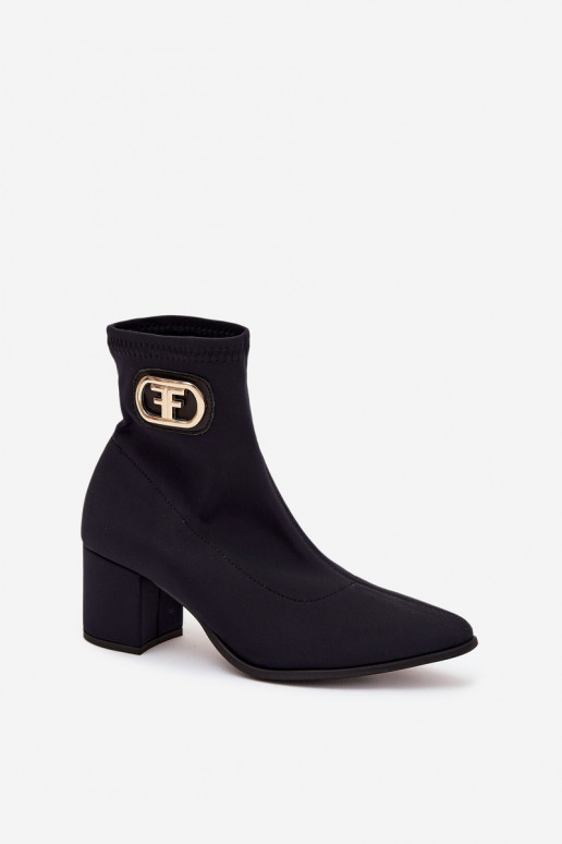 Women's Heeled Boots With Gold Detail Zazoo 3128 Black Women's Heeled Boots With Gold Detail Zazoo 3128 Black