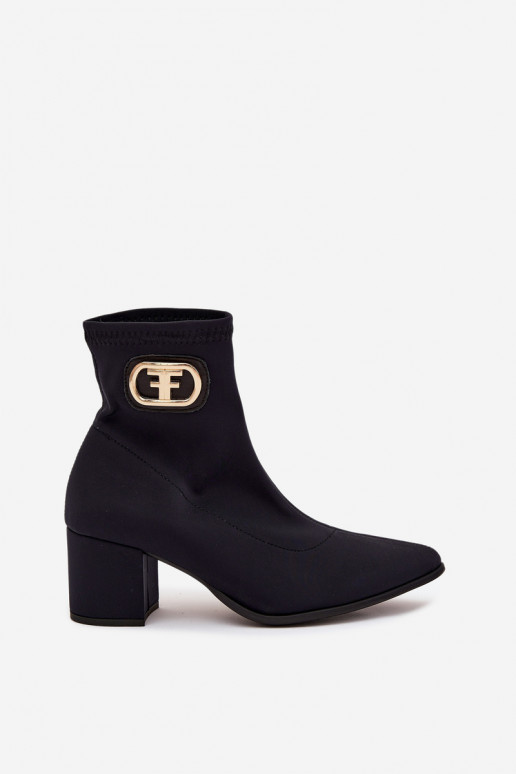 Women's Heeled Boots With Gold Detail Zazoo 3128 Black Women's Heeled Boots With Gold Detail Zazoo 3128 Black