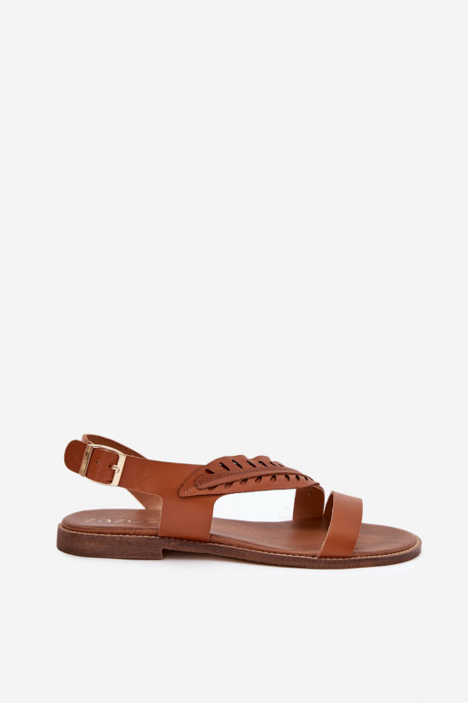 Ladies sandals made of natural leather on a flat heel Zazoo 3564 Camel Ladies sandals made of natural leather on a flat heel Zazoo 3564 Camel