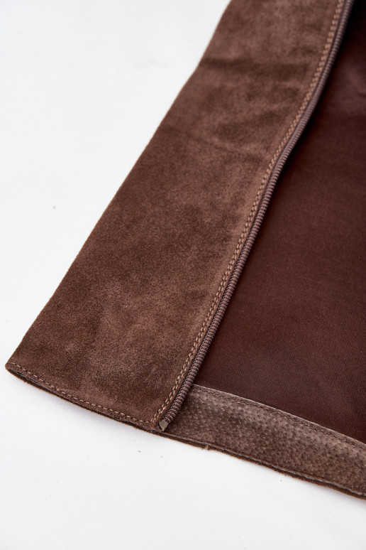 Suede Knee High Boots With Zip Brown Lissara