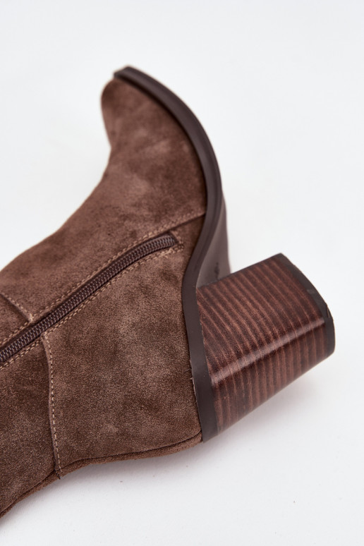 Suede Knee High Boots With Zip Brown Lissara