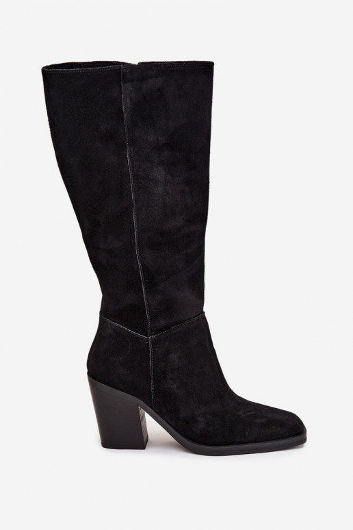 Suede Thigh High Boots With Zipper Black Lissara Suede Thigh High Boots With Zipper Black Lissara
