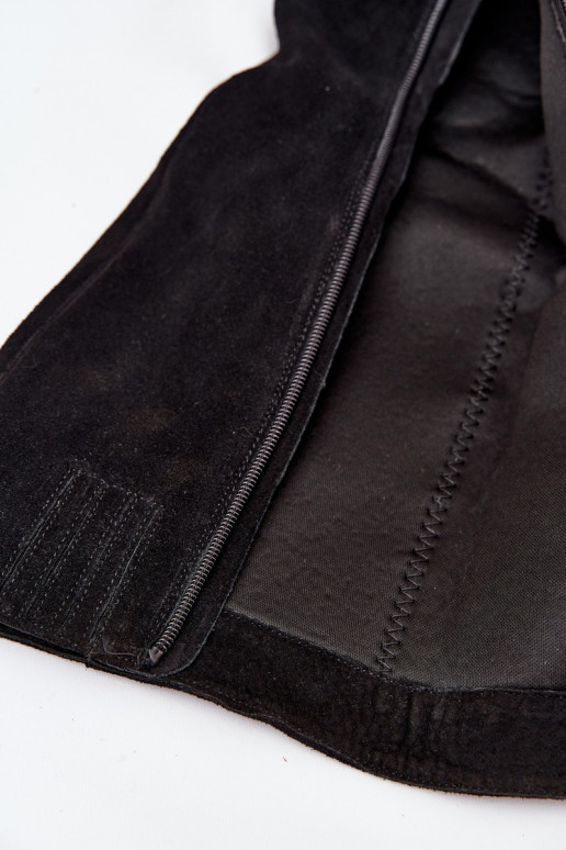Suede Thigh High Boots With Zipper Black Lissara Suede Thigh High Boots With Zipper Black Lissara