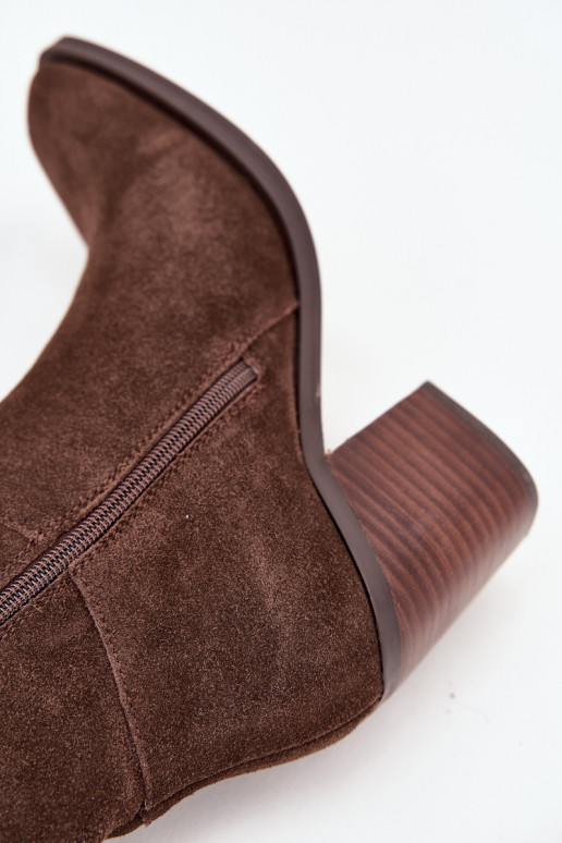 Suede Knee High Boots With Zip Chocolate Lissara